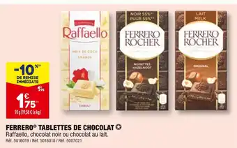 ALDI Ferrero tablettes de chocolat offre