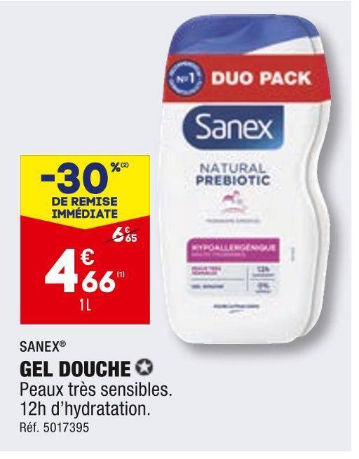 Promo Sanex gel douche chez ALDI