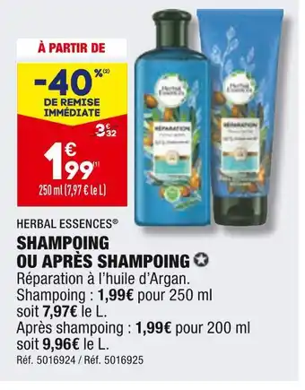ALDI Herbal essences shampoing ou après shampoing offre