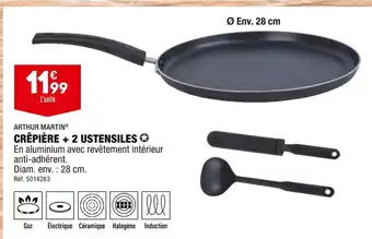 ALDI Arthur martin crêpière + 2 ustensiles offre