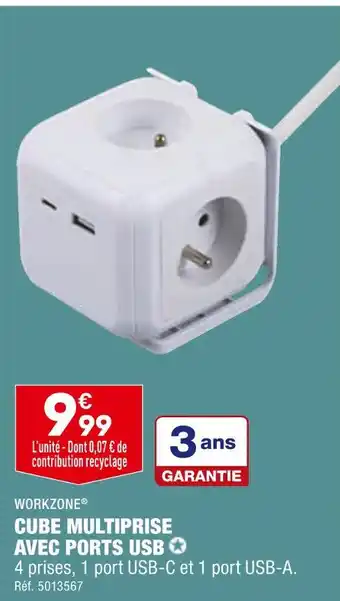 ALDI Workzone cube multiprise avec ports usb offre