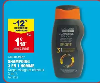 ALDI Lacura men shampoing 3 en 1 homme offre