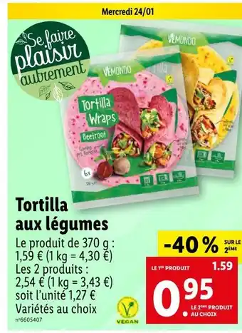 Lidl Vemondo tortilla aux légumes offre