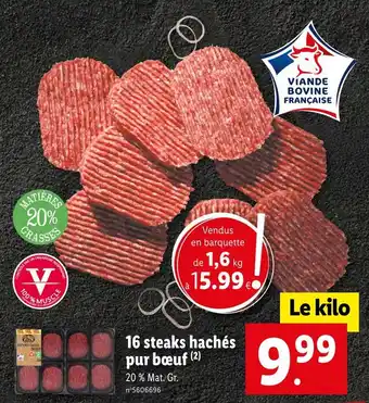 Lidl 16 steaks hachés pur bœuf offre