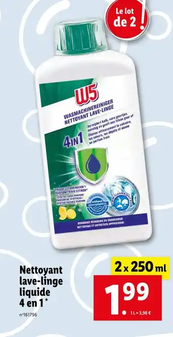 Lidl W5 nettoyant lave-linge liquide 4 en 1 offre