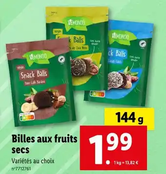 Lidl Vemondo billes aux fruits secs offre