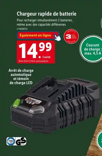 Lidl Parkside chargeur rapide de batterie offre