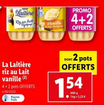 Lidl La laitière riz au lait vanille offre
