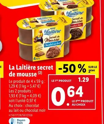 Lidl La laitière la laitière secret de mousse offre