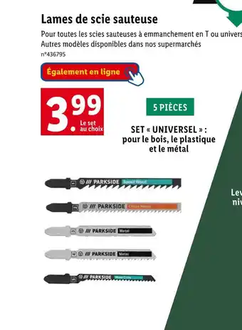 Lidl Parkside lames de scie sauteuse offre