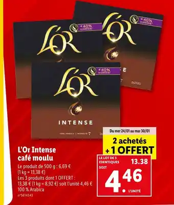 Lidl L’or intense café moulu offre