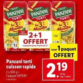 Lidl Panzani panzani torti cuisson rapide offre