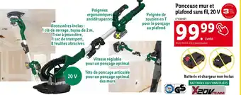 Lidl Parkside ponceuse mur et plafond sans fil, 20 v offre