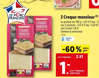 Lidl Toque du chef 2 croque-monsieur offre