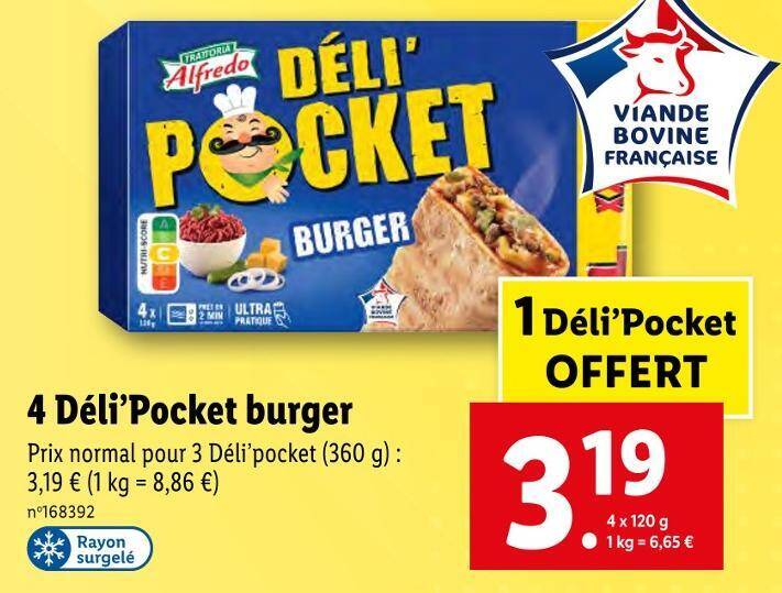 Promo Trattoria alfredo 4 déli’pocket burger chez Lidl