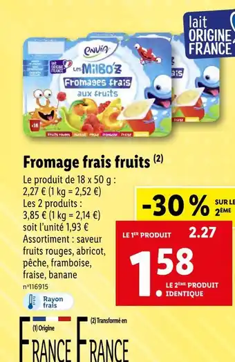 Lidl Envia fromage frais fruits offre