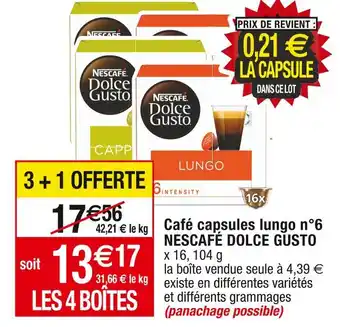 Cora x Carrefour Nescafé café capsules lungo n°6 offre