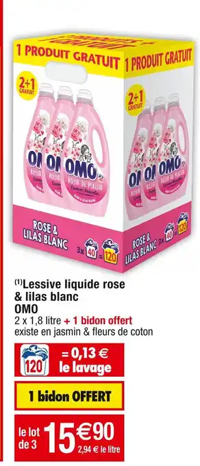 Cora x Carrefour Omo (1)lessive liquide rose & lilas blanc offre