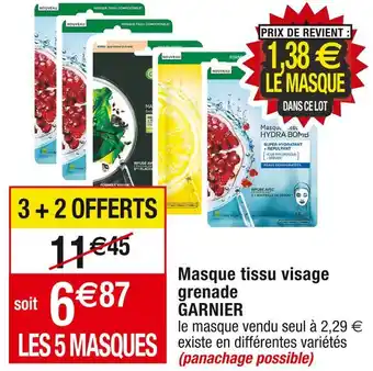 Cora x Carrefour Garnier masque tissu visage grenade offre