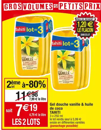 Cora x Carrefour Tahiti gel douche vanille & huile de coco offre