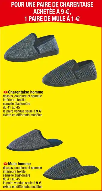 Cora x Carrefour Charentaise homme ou mule homme offre
