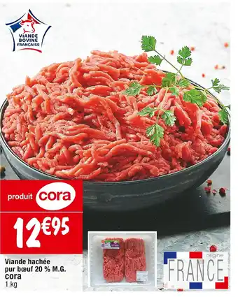 Cora x Carrefour Cora viande hachée pur bœuf 20 % m.g offre