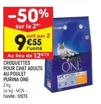 Leader Price CROQUETTES POUR CHAT ADULTE AU POULET PURINA ONE offre