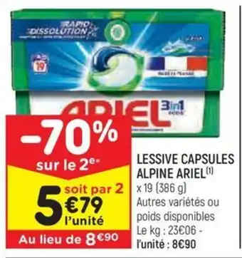 Leader Price LESSIVE CAPSULES ALPINE ARIEL offre