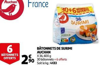 Auchan Auchan bâtonnets de surimi offre