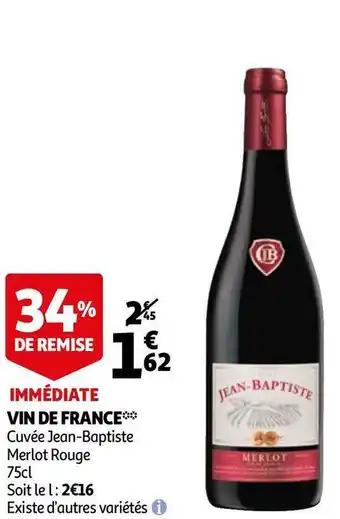 Auchan Cuvée jean baptiste ackerman cuvée jean-baptiste merlot rouge offre