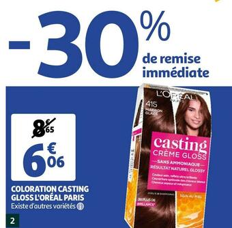 Auchan L'oréal paris coloration casting gloss offre