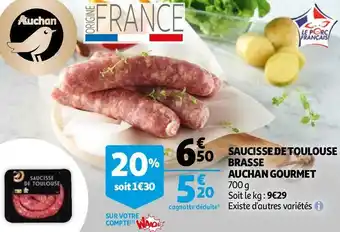 Auchan Auchan gourmet saucisse de toulouse brasse offre