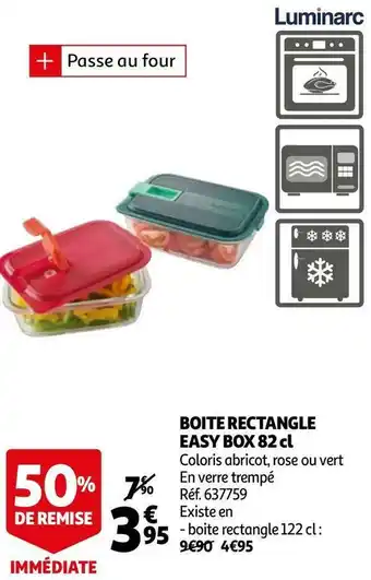 Auchan Boite rectangle easy box 82 cl offre