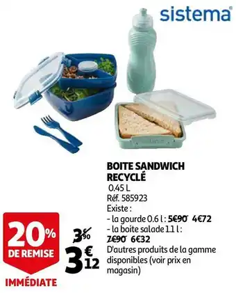 Auchan Sistema boite sandwich recyclé offre