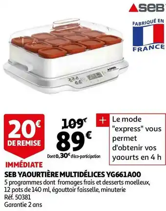 Auchan Seb yaourtière multidélices yg661a00 offre