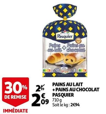 Auchan Pasquier pains au lait + pains au chocolat offre