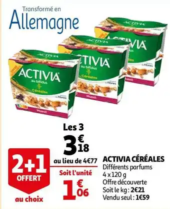 Auchan Activia activia céréales offre