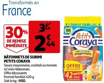 Auchan Petits coraya bâtonnets de surimi offre