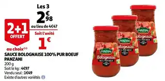 Auchan Panzani sauce bolognaise 100% pur boeuf offre