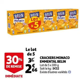 Auchan Belin crackers monaco emmental offre