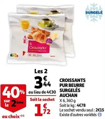Auchan Auchan croissants pur beurre surgelés offre
