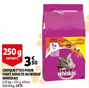 Auchan Whiskas croquettes pour chat adulte au boeuf offre