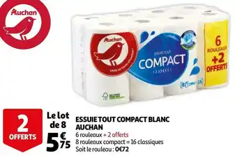 Auchan Auchan essuie tout compact blanc offre