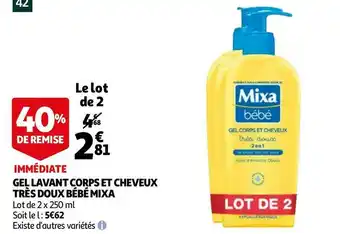Auchan Mixa bébé gel lavant corps et cheveux très doux offre