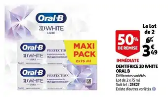 Auchan Oral b dentifrice 3d white offre