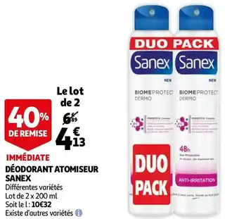 Auchan Sanex déodorant atomiseur offre