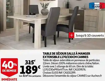Auchan Table de séjour salle à manger extensible l170/230cm cannes offre
