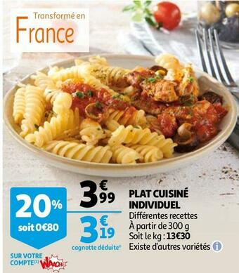 Auchan Plat cuisiné individuel offre