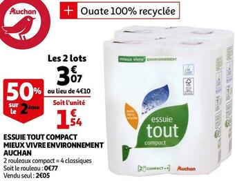Auchan Auchan essuie tout compact mieux vivre environnement offre