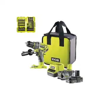 Bricomarché Pack ryobi perceuse-visseuse percussion r18pd7-252s brushless - 2 batteries 5.0 - 2.0ah - chargeur - 38 accessoires perçage-v offre